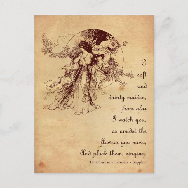 Mädchen im Garten Postkarte (Vorderseite)