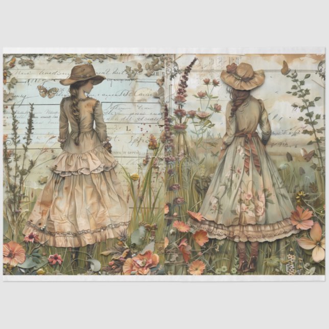 Mädchen im Gartendekoutenpapier Seidenpapier (Vorderseite)