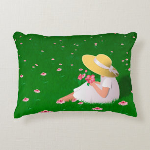 Mädchen im Gras Dekokissen