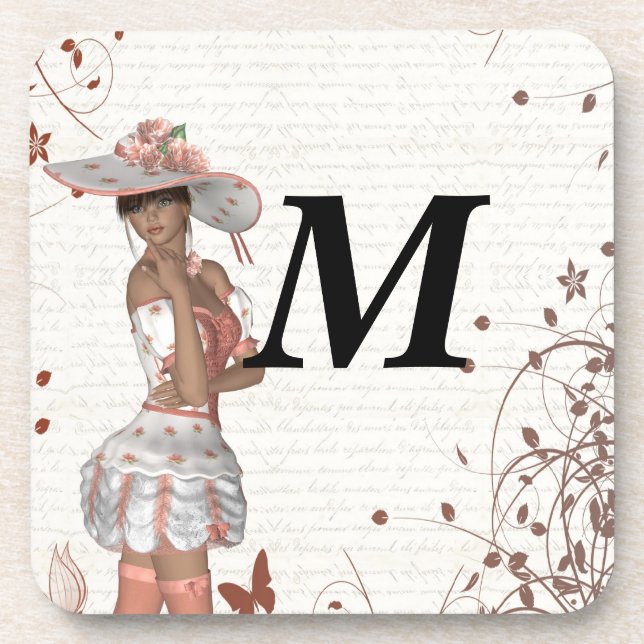 Mädchen im Sommerhut Getränkeuntersetzer (Vorderseite)