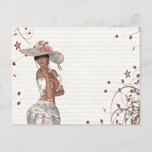 Mädchen im Sommerhut Postkarte (Vorderseite)