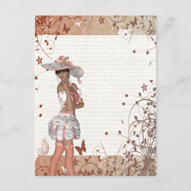Mädchen im Sommerhut Postkarte (Vorderseite)