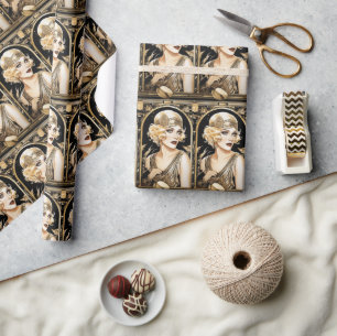 Mädchen im Stil der 1920er Flapper, Great Gatsby,  Geschenkpapier