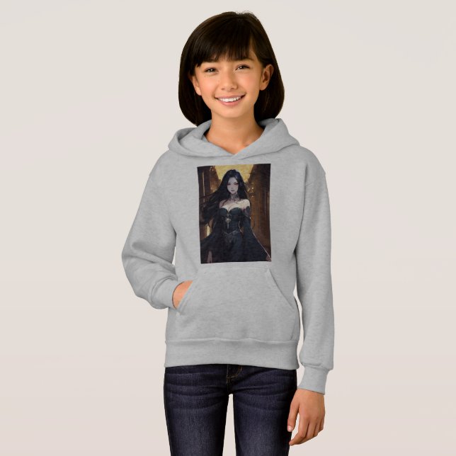 Mädchen im Stil von Anime und Manga Hoodie (Vorne ganz)
