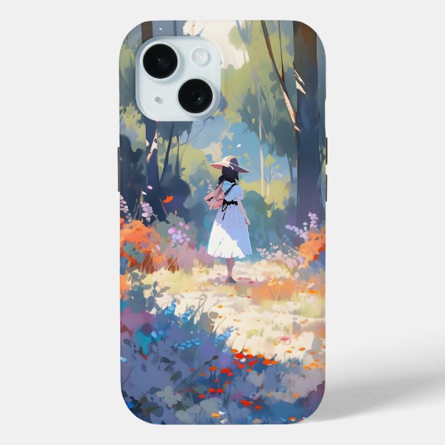 Mädchen im Wald als Impressionismus Case-Mate iPhone Hülle (Rückseite)