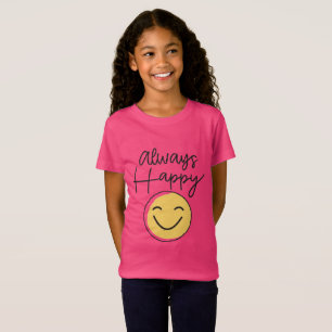 Mädchen "Immer Glücklich" Pinkes Smiley-Shirt - He T-Shirt