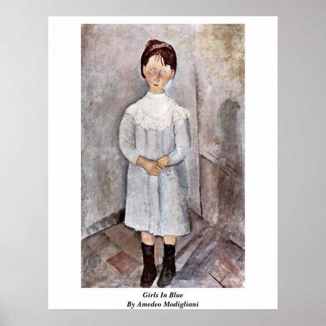 Mädchen in Blau von Amedeo Modigliani Poster (Vorne)