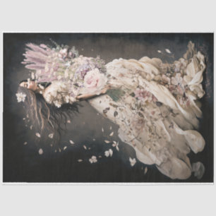 Mädchen in Blüte, Kolibri- und Blumenportrait Kuns Seidenpapier