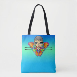 Mädchen in Butterfly-Flügeln ummantelt Tasche