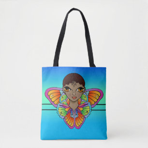 Mädchen in Butterfly-Flügeln ummantelt Tasche