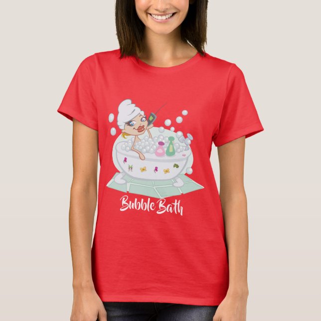 Mädchen in der Blase Bath Red T-Shirt (Vorderseite)