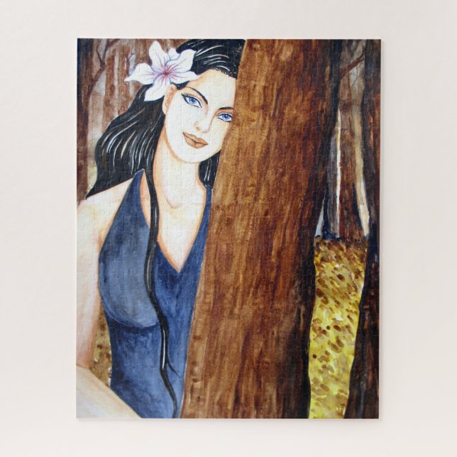 Mädchen in der Forest-Acrylic-Abbildung (Vertikal)