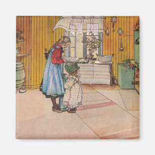 Mädchen in der Küche (klassische schwedische Kunst Magnet
