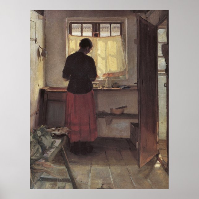 Mädchen in der Küche von Anna Ancher Poster (Vorne)