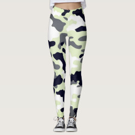Mädchen in der Mode Green Black & White Army Leggings