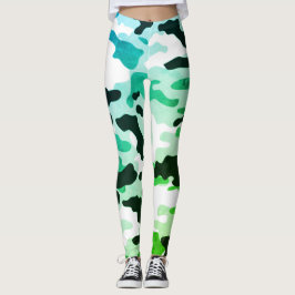 Mädchen in der Mode Green Blue Black & White Army Leggings