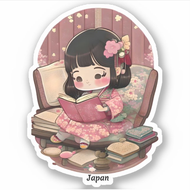 Mädchen in der Welt - Japan Aufkleber (Vorderseite)