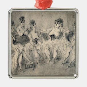 Mädchen in einem Bordello Silbernes Ornament
