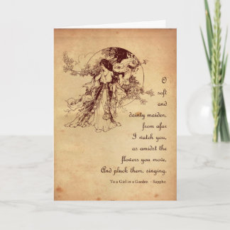 Mädchen in einem Garten-Valentinsgruß Feiertagskarte