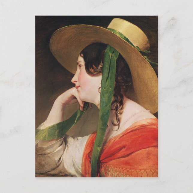 Mädchen in einem gelben Strohhut, Postkarte (Vorderseite)