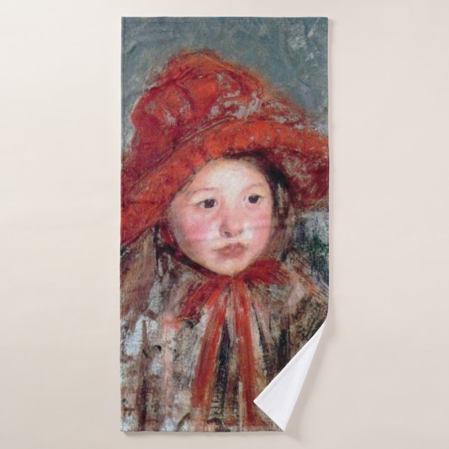 Mädchen in einem großen Red Hat, Mary Cassatt Badehandtuch (Badehandtuch)
