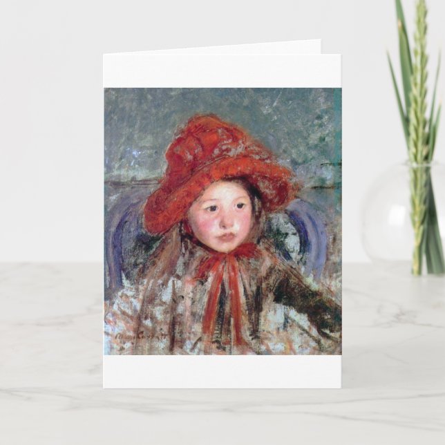 Mädchen in einem großen Red Hat, Mary Cassatt Karte (Vorderseite)