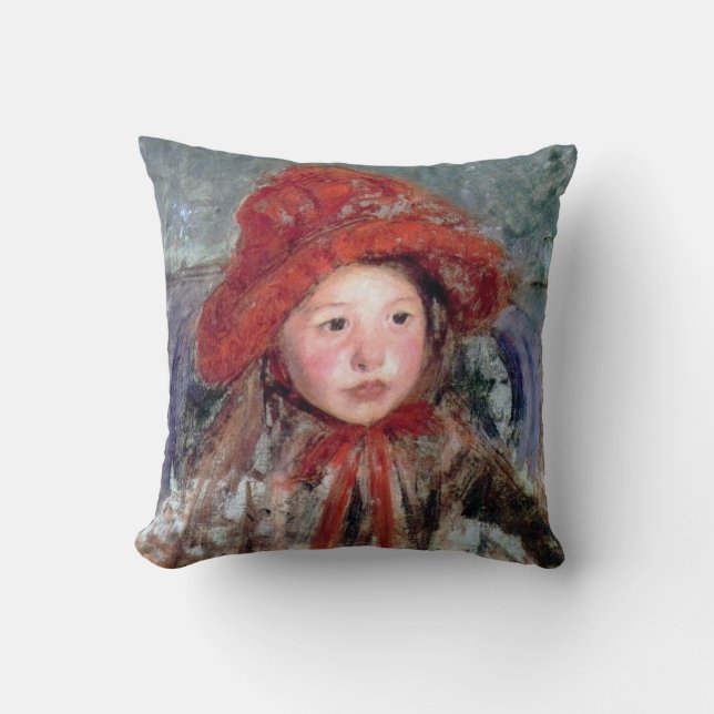 Mädchen in einem großen Red Hat, Mary Cassatt Kissen (Vorderseite)