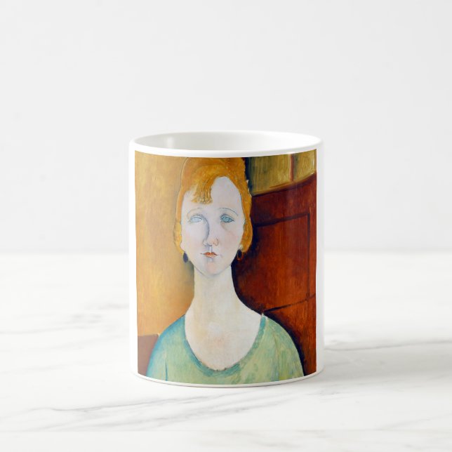 Mädchen in einem grünen Blut, Modigliani Kaffeetasse (Mittel)