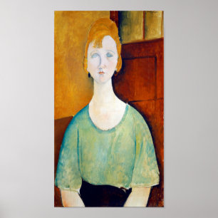 Mädchen in einem grünen Blut, Modigliani Poster
