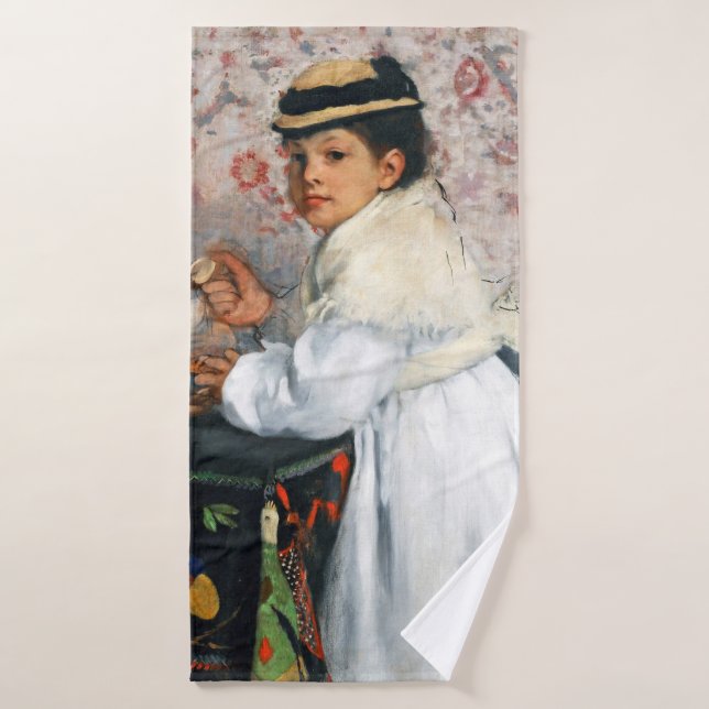 Mädchen in einem Hut, Edgar Degas Badehandtuch (Badehandtuch)