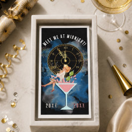 Mädchen in einem Martini-Glas Neujahr Serviette