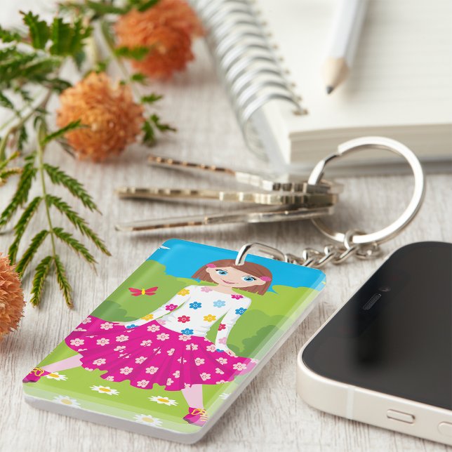 Mädchen in einem Park-Schlüsselanhänger Schlüsselanhänger (Von Creator hochgeladen)