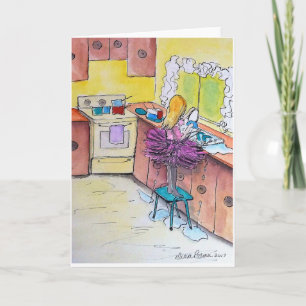 Mädchen in einem rosa Tutu, Folk Art Malerei Print Karte