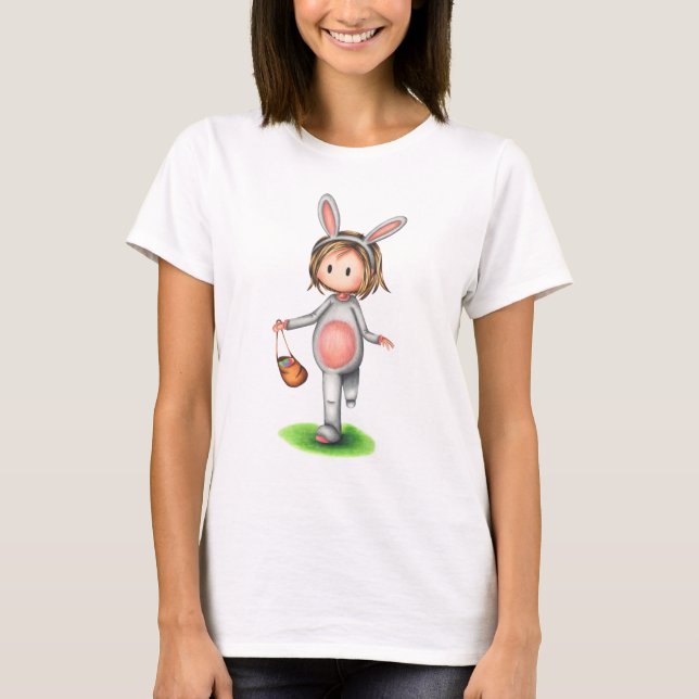 Mädchen in einem sonnigen Kostüm Osterfest T - Shi T-Shirt (Vorderseite)