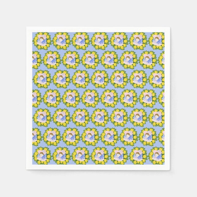 Mädchen in einem Viktorianischen Bonnet Serviette (Vorderseite)