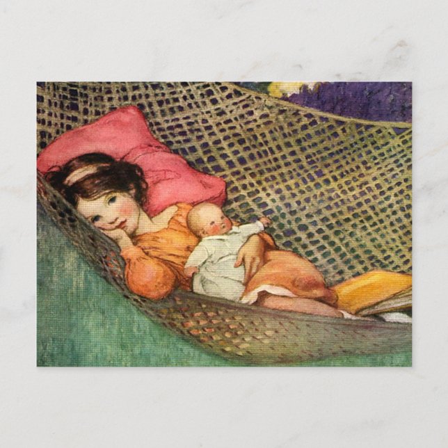Mädchen in einer Hängematte von Jesse Willcox Smit Postkarte (Vorderseite)