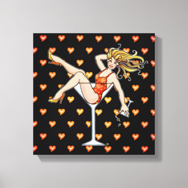 MÄDCHEN IN EINER MARTINI GLAS Gallerie Wrapped Can Leinwanddruck (Vorderseite)