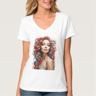 Mädchen in Farben T-Shirt
