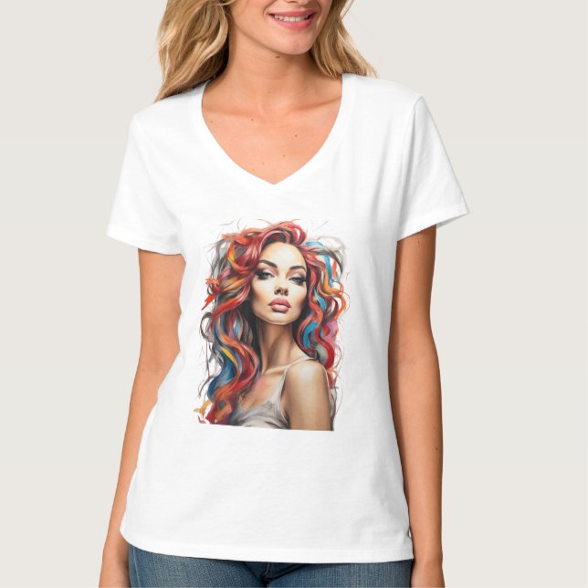 Mädchen in Farben T-Shirt (Vorderseite)