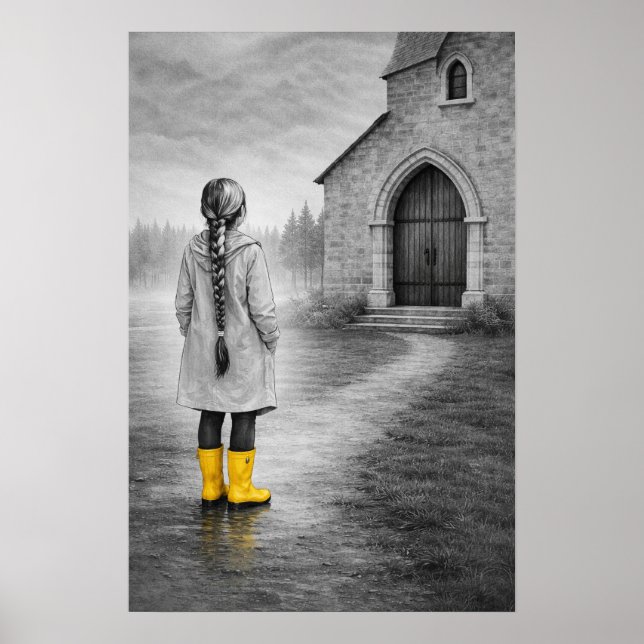 Mädchen in gelben Stiefeln Poster (Vorne)