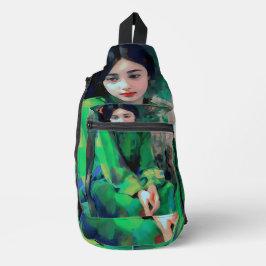 Mädchen in grünem Kleid Crossbody Bag