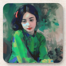 Mädchen in grünem Kleid