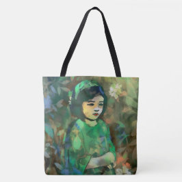 Mädchen in grünem Kleid Tasche