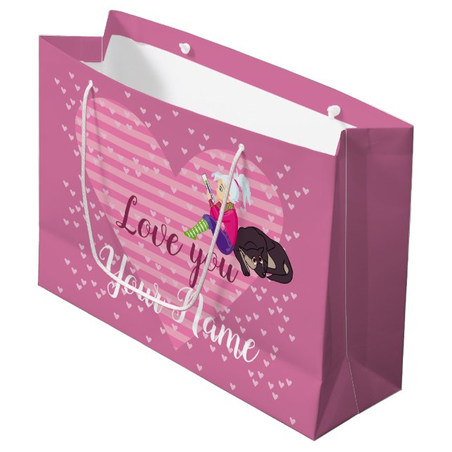 Mädchen in Liebe Große Geschenktüte (Vorderseite Schrägansicht)