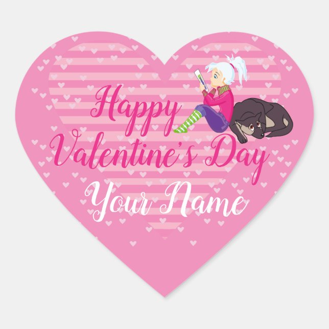 Mädchen in Liebe Herz-Aufkleber (Vorderseite)