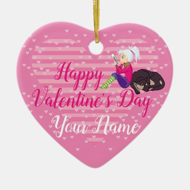 Mädchen in Liebe Keramik Ornament (Vorne)