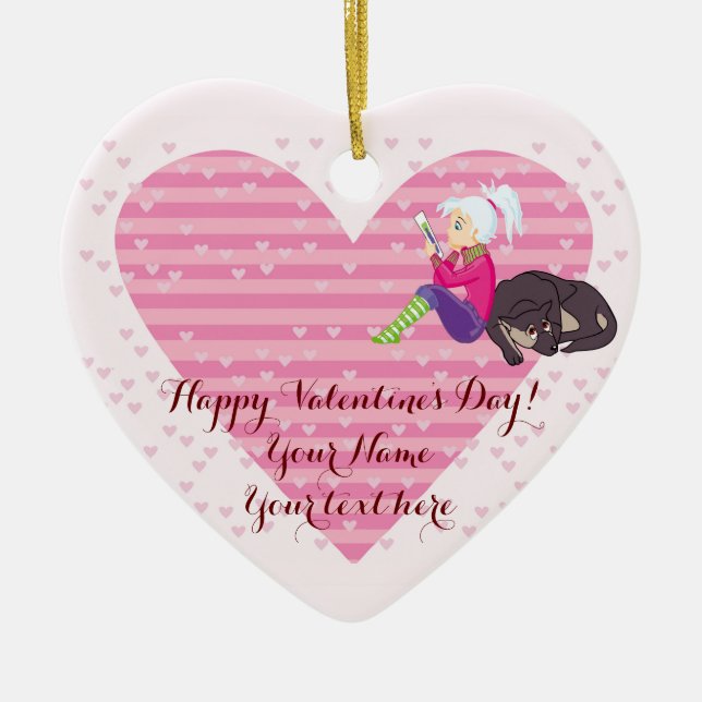 Mädchen in Liebe Keramik Ornament (Vorne)