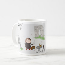 Mädchen in Paris-Tasse