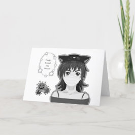 Mädchen in Quarantäne. Manga Stil Feiertagskarte
