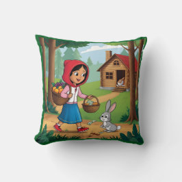 Mädchen in Redhood mit Bunny Kissen